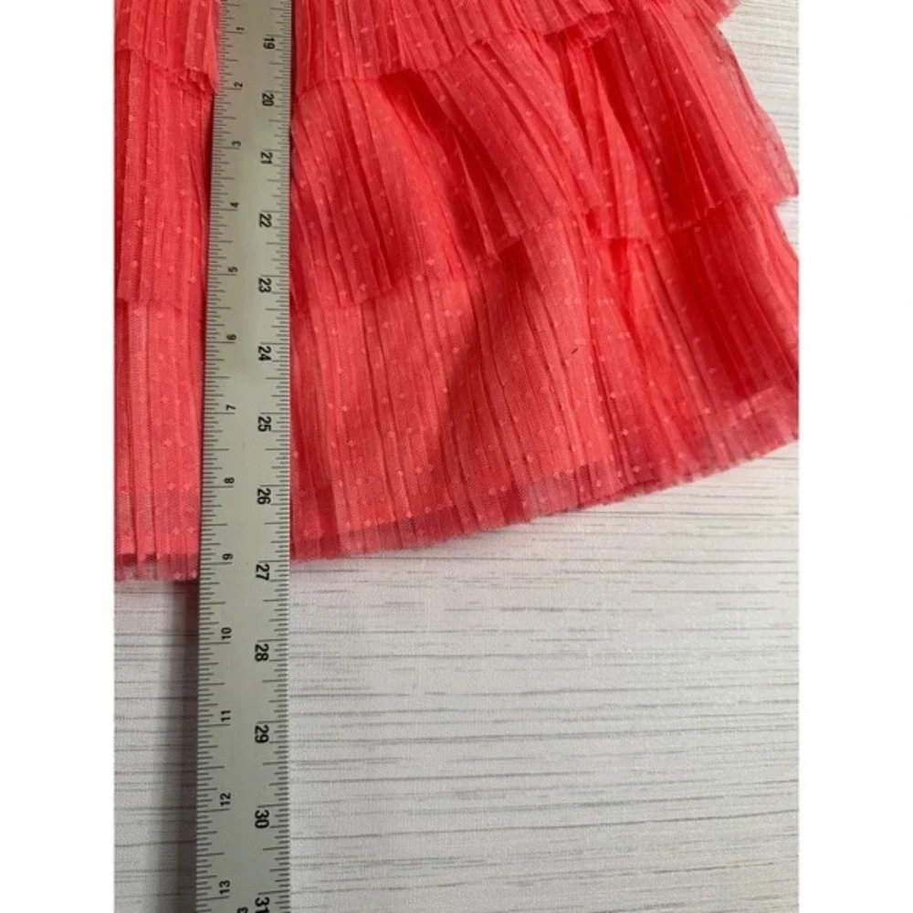 Zenzi Girls Watermelon Pink Swiss Dot Tulle Tiered Ruffle Party Dress Size M 8